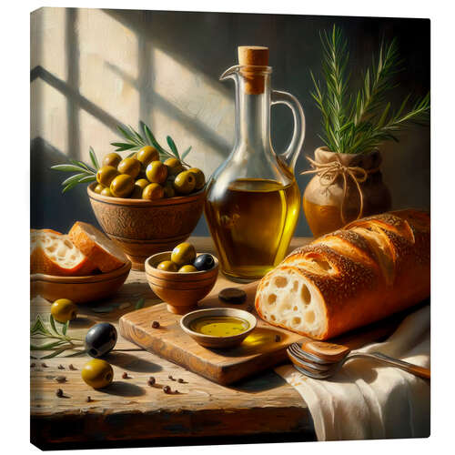 Lienzo Oil and bread still life