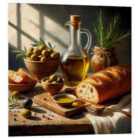 Foam board print Oil and bread still life
