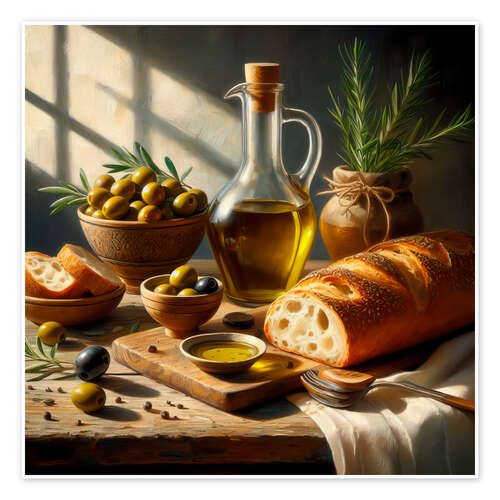 Juliste Oil and bread still life