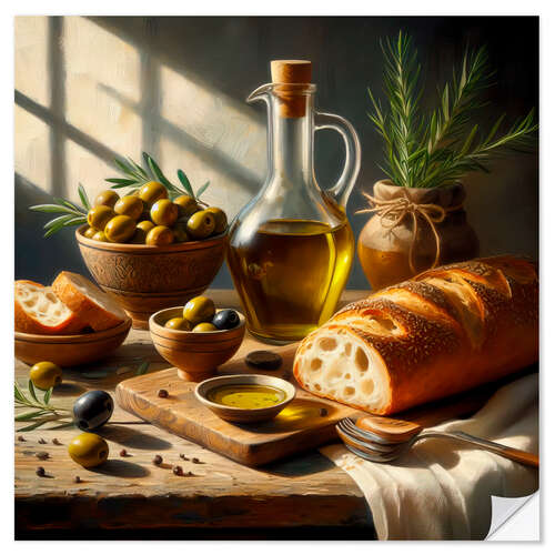 Wall sticker Oil and bread still life