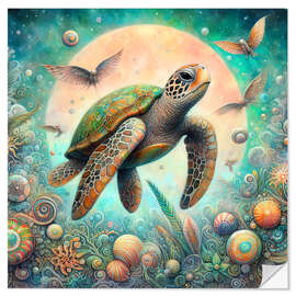 Sticker mural Magical Sea Turtle II - nobelart