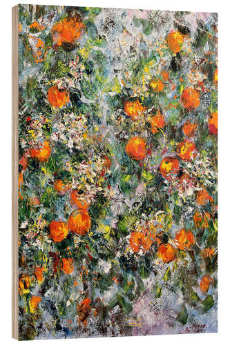 Wood print Blooming Orange Tree