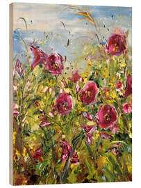 Holzbild Rosa Glockenblumen - Diana Malivani