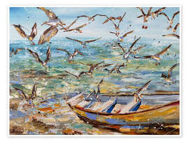 Tableau Boat and seagulls - Diana Malivani