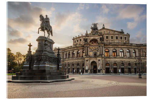 Acrylglas print Semperoper Dresden with equestrian monument