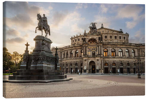 Leinwandbild Semperoper Dresden mit Reiterdenkmal