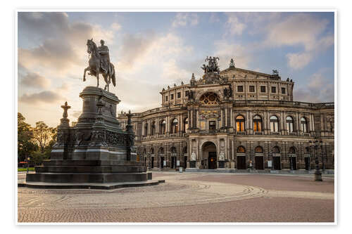 Póster Semperoper Dresden with equestrian monument