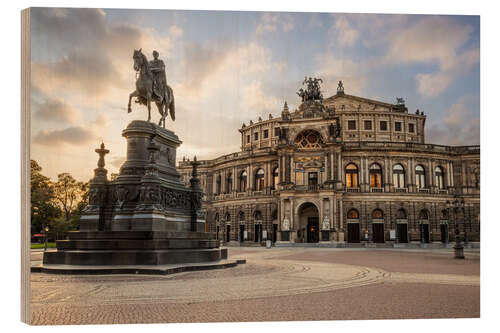 Holzbild Semperoper Dresden mit Reiterdenkmal