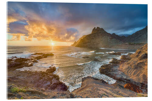 Acrylic print Tenerife, Punta del Hidalgo at sunrise