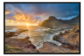 Gerahmter Kunstdruck Teneriffa, Punta del Hidalgo bei Sonnenaufgang