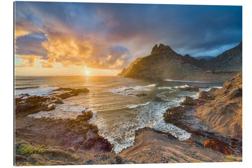 Tableau en plexi-alu Tenerife, Punta del Hidalgo at sunrise