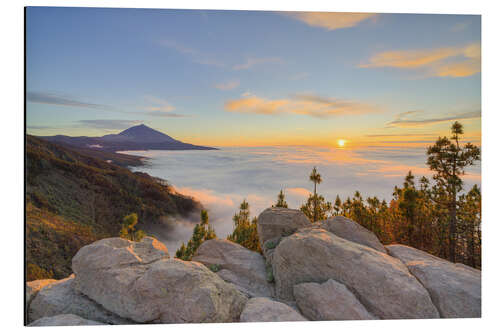 Alubild Blick Richtung Teide bei Sonnenuntergang, Teneriffa