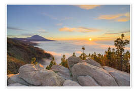 Poster Blick Richtung Teide bei Sonnenuntergang, Teneriffa