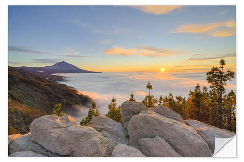 Naklejka na ścianę View of Teide volcano at sunset, Tenerife