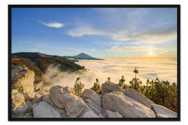 Gerahmter Kunstdruck Teneriffa, Blick Richtung Teide am Abend