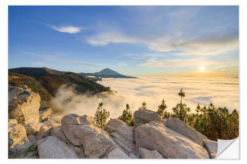 Sticker mural Tenerife, view towards Teide in the evening