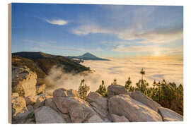 Holzbild Teneriffa, Blick Richtung Teide am Abend