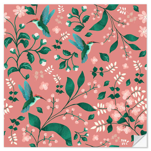Autocolante decorativo Hummingbird Garden