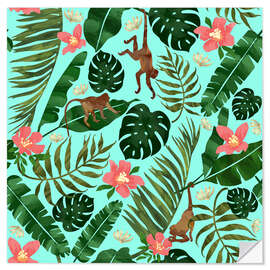 Selvklebende plakat Tropical Garden Mint