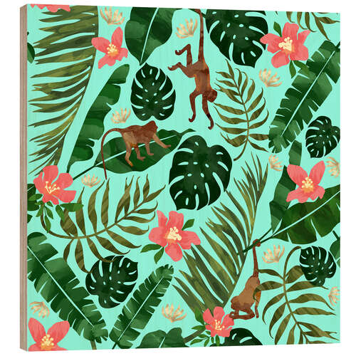 Hout print Tropical Garden Mint