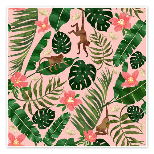 Poster Tropical Garden Pink