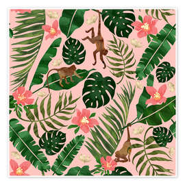 Wall print Tropical Garden Pink - SpaceFrog Designs