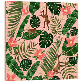 Wood print Tropical Garden Pink - SpaceFrog Designs