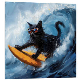 Foam board print Black cat on surf - DejaReve