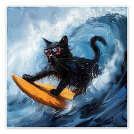 Stampa Black cat on surf - DejaReve