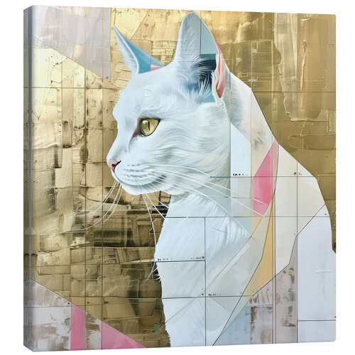 Canvas print White cat in gold