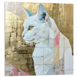 PVC-taulu White cat in gold