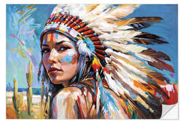 Selvklebende plakat Native American Woman