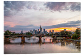 Acrylglasbild Frankfurt am Main, Historische Brücke und Skyline - Jan Wehnert
