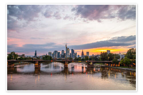 Poster Frankfurt am Main, Historische Brücke und Skyline