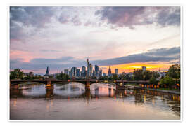 Wandbild Frankfurt am Main, Historische Brücke und Skyline - Jan Wehnert