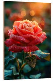 Quadro de madeira Dew wet rose I - Peter Roder