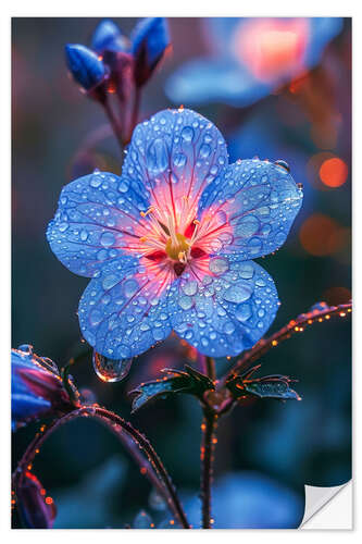 Selvklebende plakat Blue flower