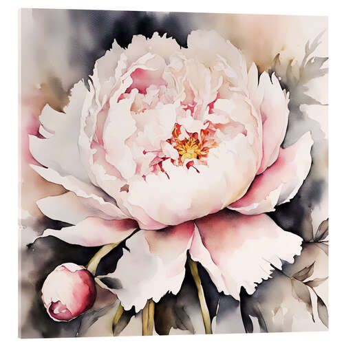 Tableau en verre acrylique Peony