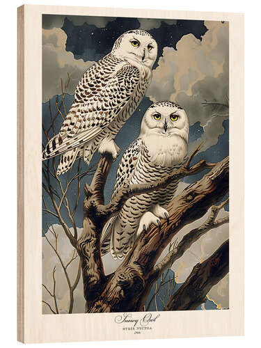 Print på træ Snowy Owls after Audubon