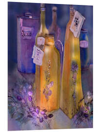 Hartschaumbild Goldenes Olivenöl mit schwarzen Oliven - Sabina von Arx