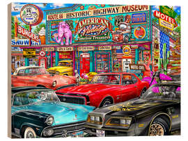 Tableau en bois Route 66, Historic Highway - Michael Fishel