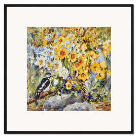 Gerahmter Kunstdruck Buntspecht im Frühling