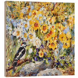 Holzbild Buntspecht im Frühling