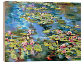 Tableau en bois Blooming Water Lilies - Diana Malivani