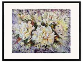 Gerahmter Kunstdruck Weiße Pfingstrosen