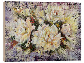 Print på træ White Peonies