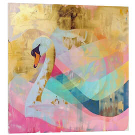 Hartschaumbild Schwan in Gold