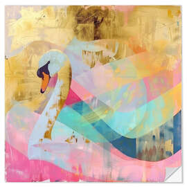 Wandsticker Schwan in Gold