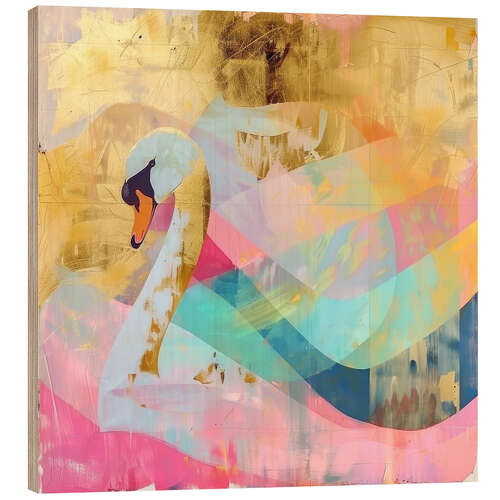 Puutaulu Swan in gold