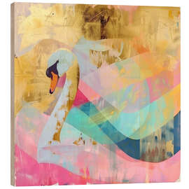 Puutaulu Swan in gold